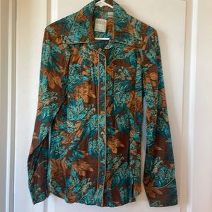 Roper western shirt women’s size L feathers (turquoise & brown)